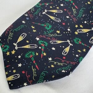 Ferrell Reed Necktie Navy Champagne New Years Eve Silk Handmade Cocktail Party
